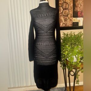 Lauren Ralph Lauren Black Open-Knit Stunning semi-sheer black knit midi dress